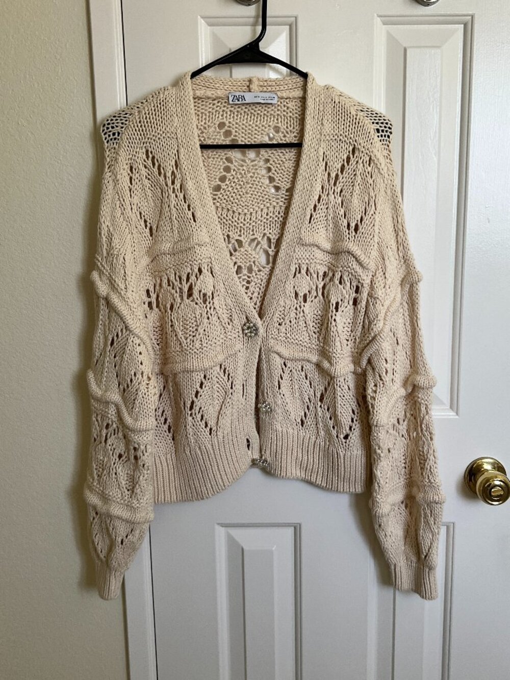 Zara Women Knitted Sweater Cardigan 5802/022, Cream, Size S